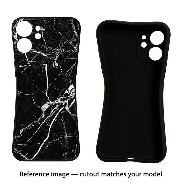 Black Marble Pattern iPhone 16e Black Soft Case Back Cover by Casekaro