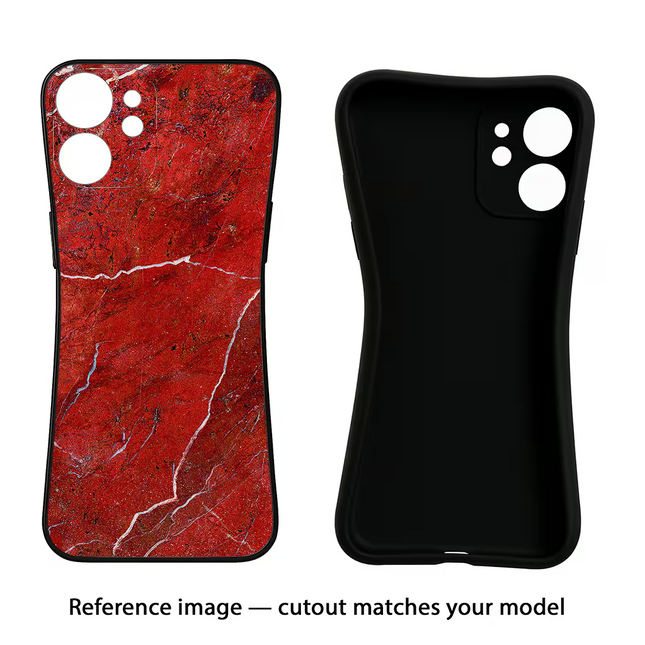 Red Marble Design iPhone 16e Black Soft Case Back Cover by Casekaro