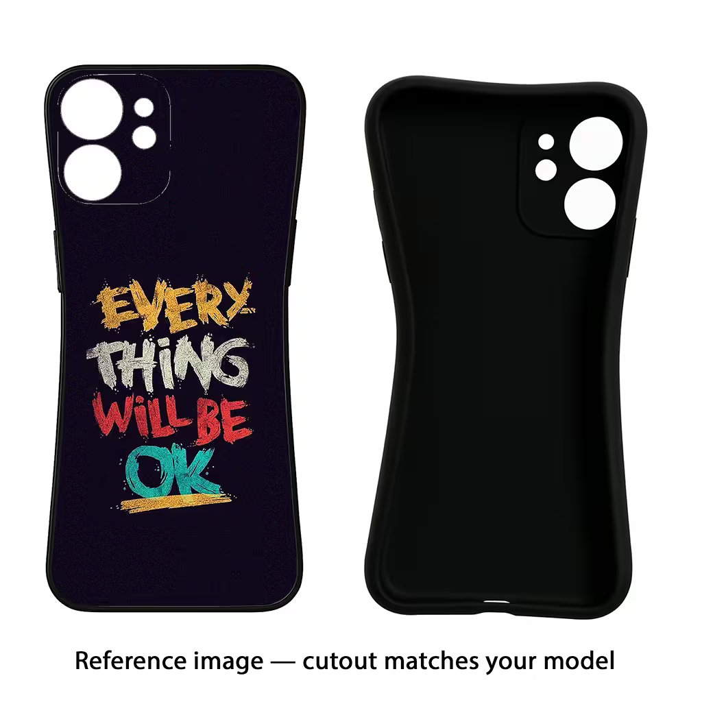 Everything Will Be Ok Vivo Y75 5G/Vivo T1 5G Black Soft Case Back Cover by Casekaro