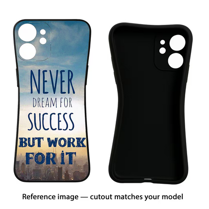 Never Dream For Success But Work For It iPhone 16e Black Soft Case Back Cover by Casekaro