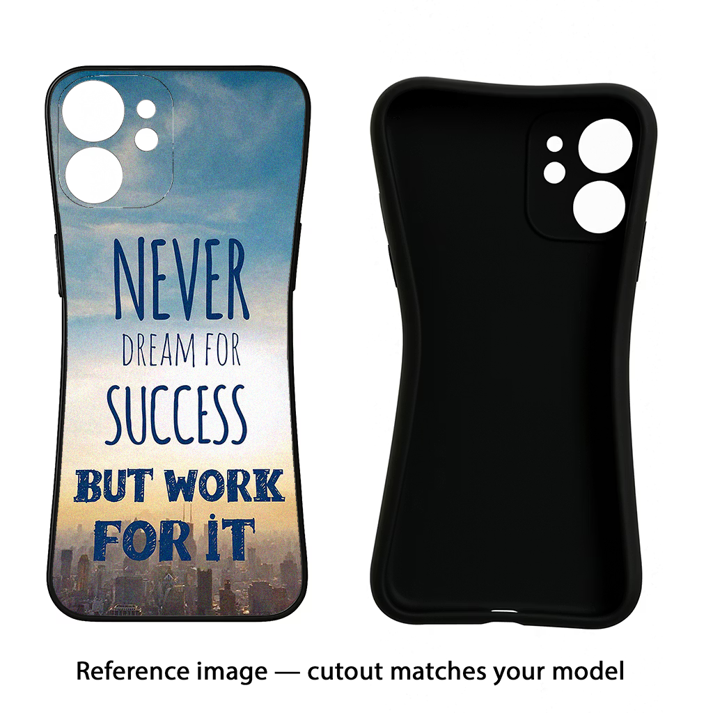 Never Dream For Success But Work For It iPhone 15 Pro Black Soft Case Back Cover by Casekaro