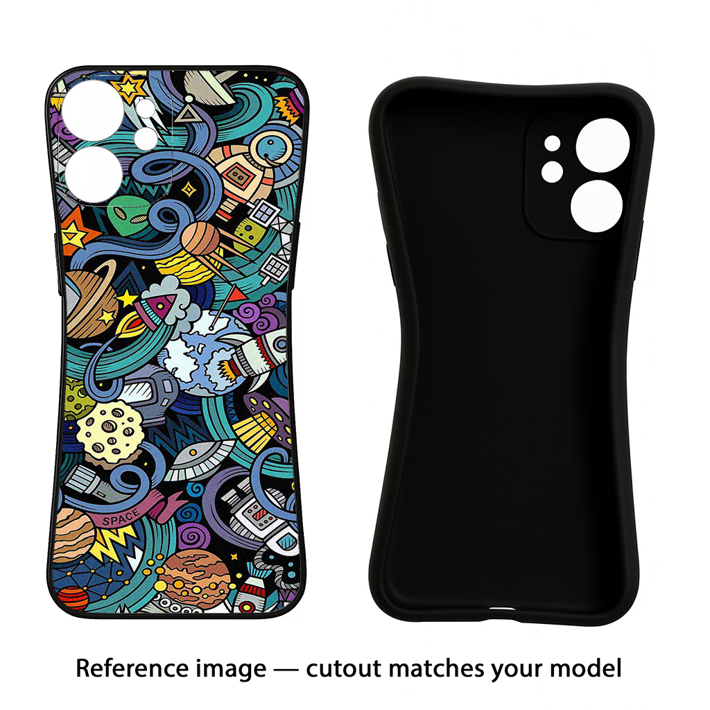 Space Abstract iPhone 12 Pro Max Black Soft Case Back Cover by Casekaro