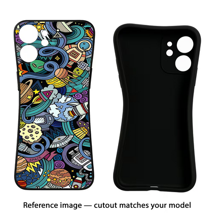 Space Abstract iPhone 16e Black Soft Case Back Cover by Casekaro