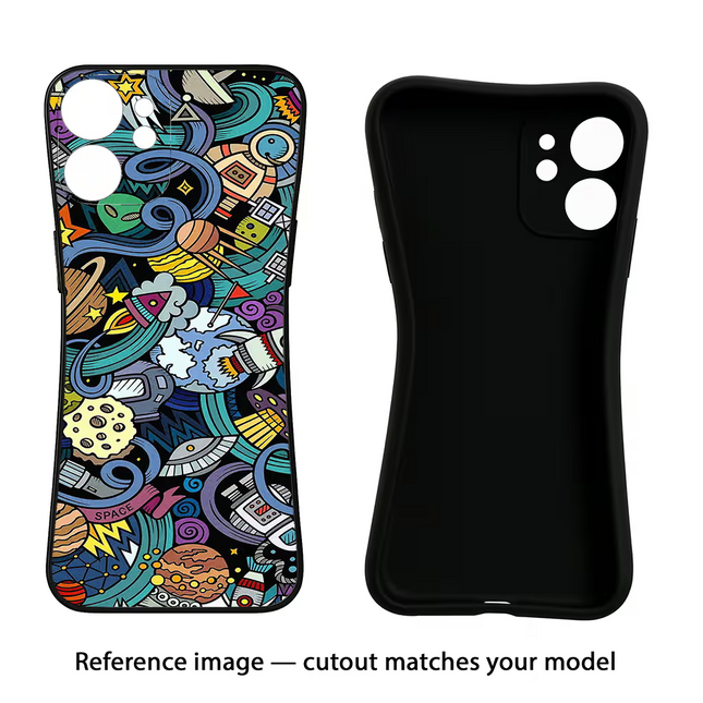 Space Abstract iPhone 16e Black Soft Case Back Cover by Casekaro