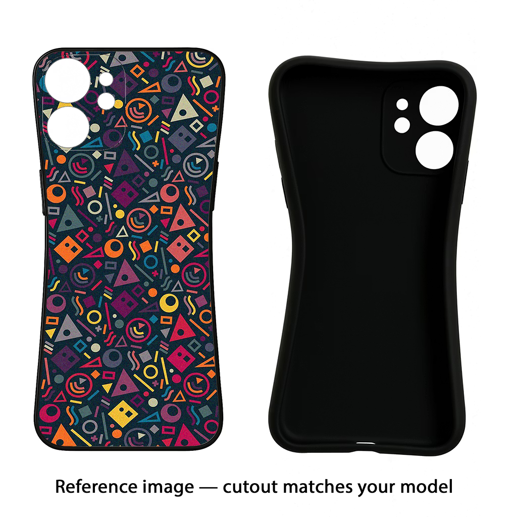 Geometric Abstract iPhone 14 Plus Black Soft Case Back Cover by Casekaro