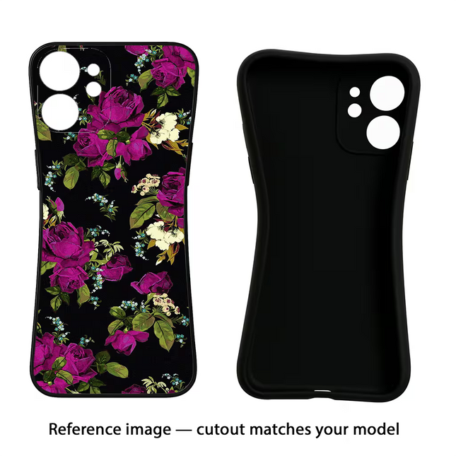 Flowers Vivo V23E 5G Black Soft Case Back Cover by Casekaro