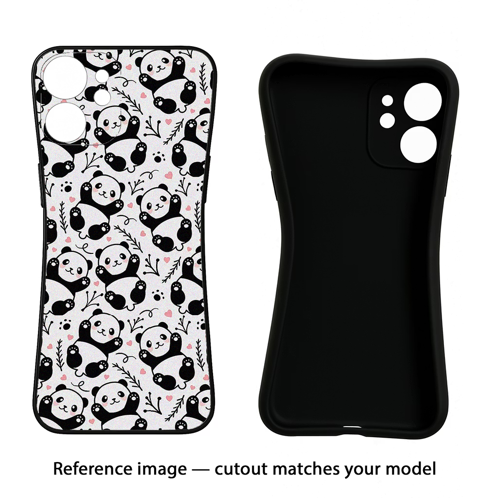 Cute Panda iPhone 15 Pro Black Soft Case Back Cover by Casekaro