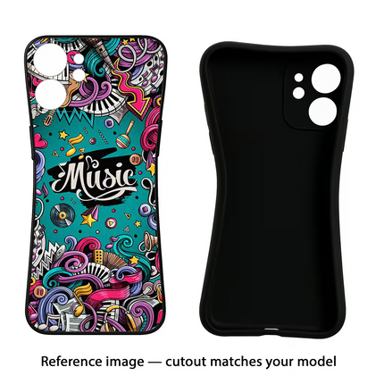 Music Graffiti Vivo Y16 Black Soft Case Back Cover by Casekaro