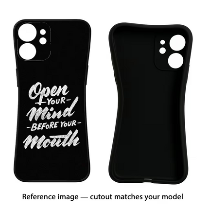 Open Your Mind Before Your Mouth iPhone 16e Black Soft Case Back Cover by Casekaro