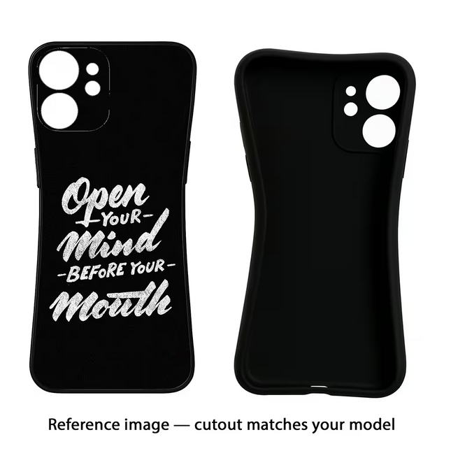 Open Your Mind Before Your Mouth iPhone 16e Black Soft Case Back Cover by Casekaro