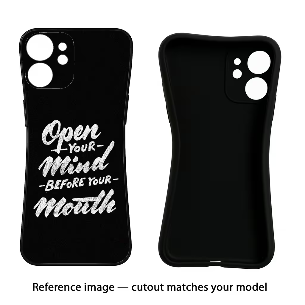 Open Your Mind Before Your Mouth iPhone 13 Pro Max Black Soft Case Back Cover by Casekaro