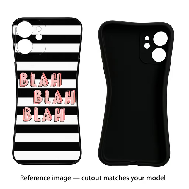 Blah Blah Blah iPhone 16e Black Soft Case Back Cover by Casekaro