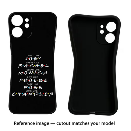 FRIENDS Character iPhone 16e Black Soft Case Back Cover by Casekaro