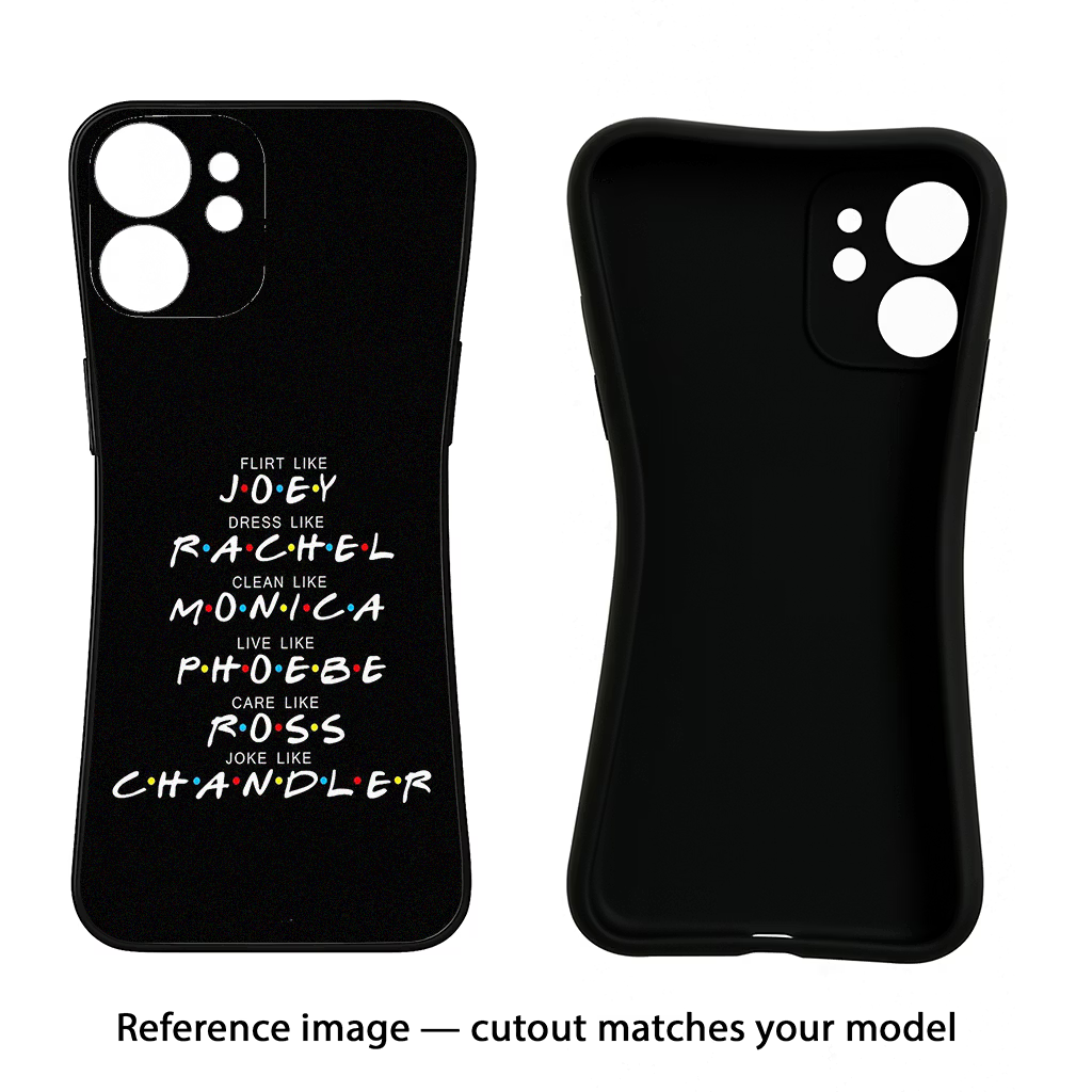 FRIENDS Character iPhone 15 Black Soft Case Back Cover by Casekaro