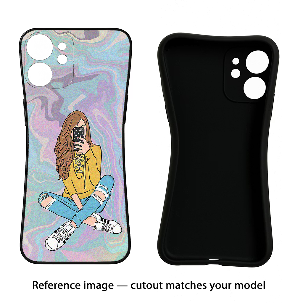 Selfie Girl OnePlus 12R Black Soft Case Back Cover by Casekaro