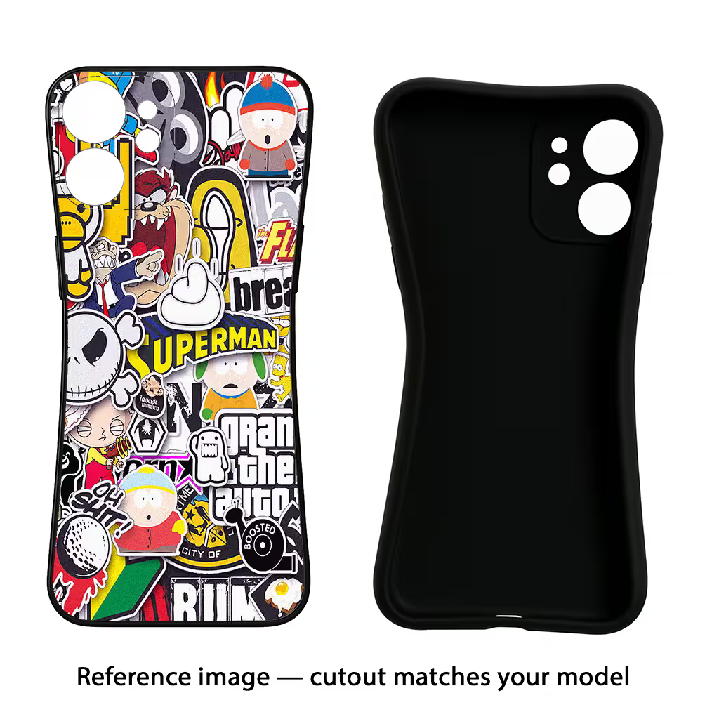 Sticker Bomb Realme Narzo 30 5G Black Soft Case Back Cover by Casekaro