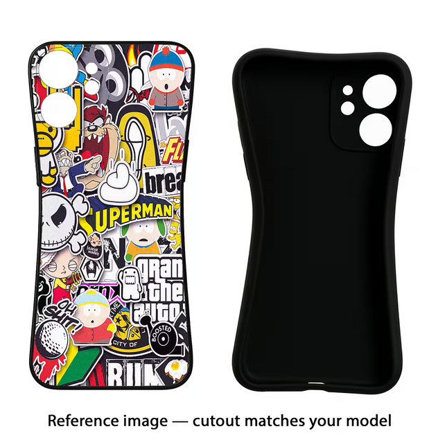 Sticker Bomb Vivo Y16 Black Soft Case Back Cover by Casekaro