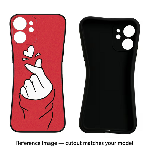 Korean Love Sign iPhone 16e Black Soft Case Back Cover by Casekaro
