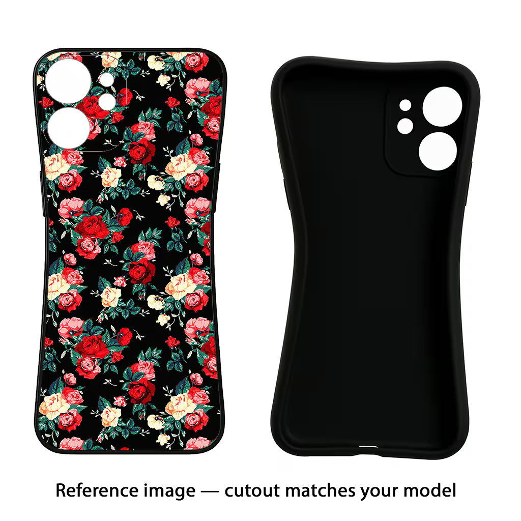 Rose Pattern Poco X5 5G Black Soft Case Back Cover by Casekaro