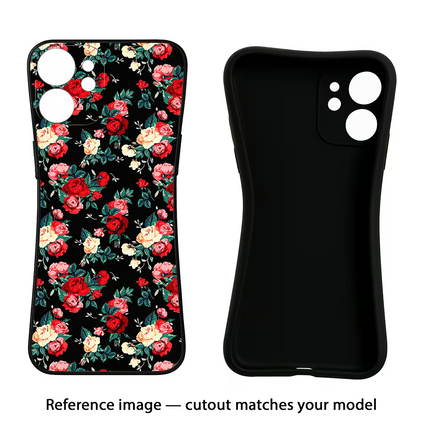 Rose Pattern iPhone 16e Black Soft Case Back Cover by Casekaro