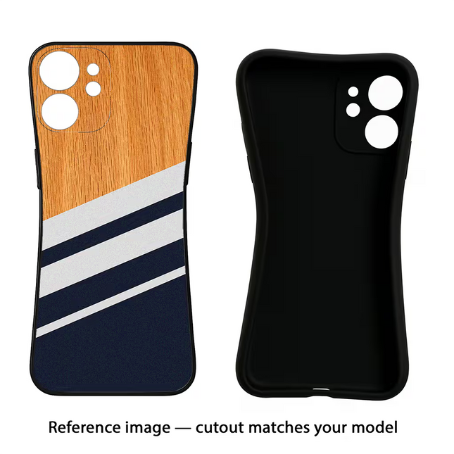 Blue and white wooden Vivo Y16 Black Soft Case Back Cover by Casekaro