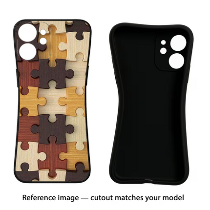 Wooden Puzzle iPhone XR Black Soft Case Back Cover by Casekaro