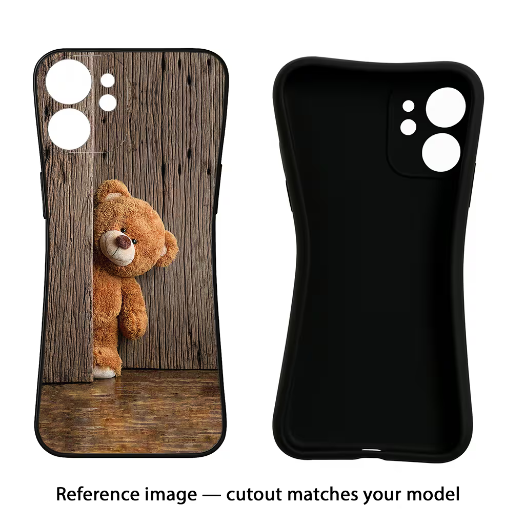 Teddy Wooden iPhone 14 Pro Black Soft Case Back Cover by Casekaro