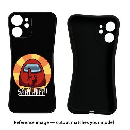 Among Us Shhh! iPhone 16e Black Soft Case Back Cover by Casekaro
