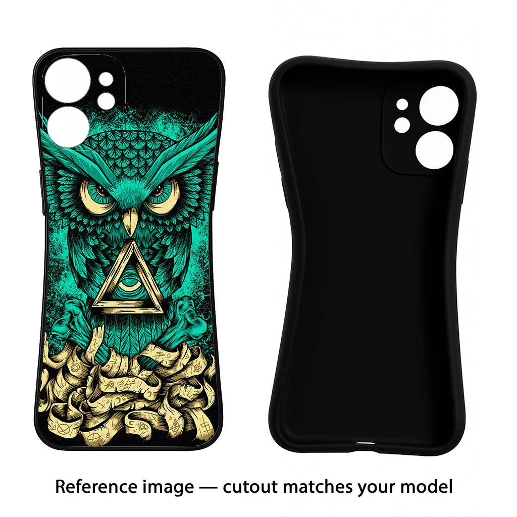 Green Owl iPhone 15 Pro Black Soft Case Back Cover by Casekaro