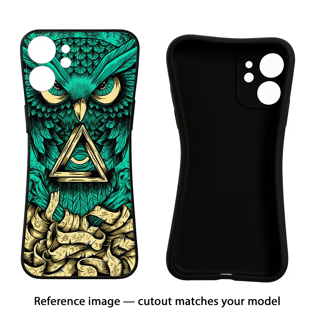 Green Owl Poco C3 Black Soft Case Back Cover by Casekaro
