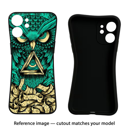 Green Owl iPhone 16e Black Soft Case Back Cover by Casekaro