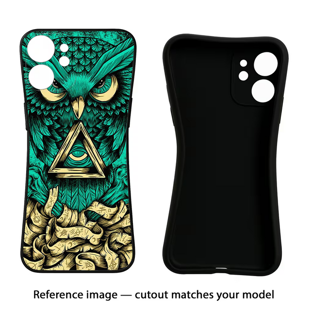 Green Owl iPhone 16e Black Soft Case Back Cover by Casekaro