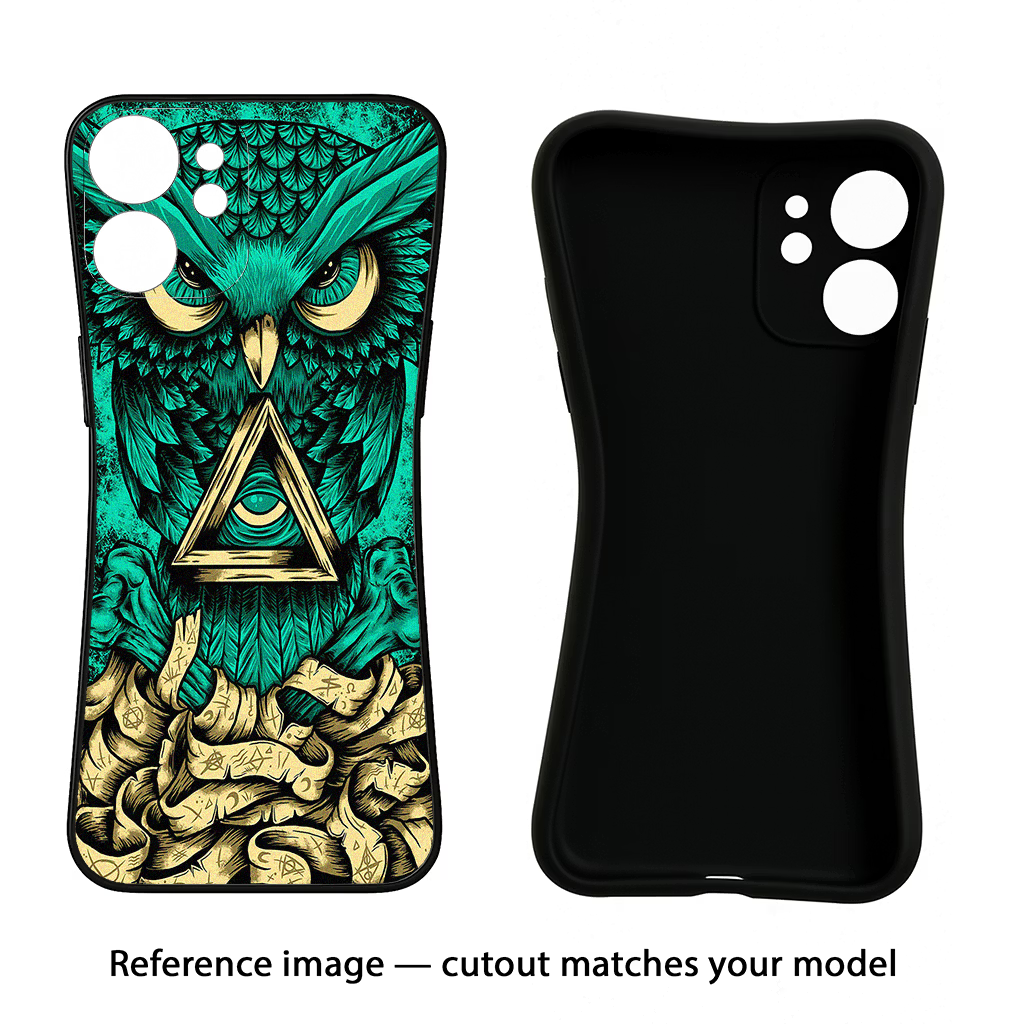 Green Owl Poco M7 5G Black Soft Case Back Cover by Casekaro
