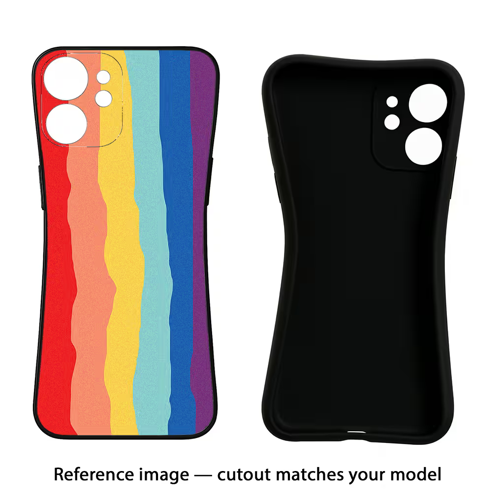 Rainbow iPhone 14 Black Soft Case Back Cover by Casekaro