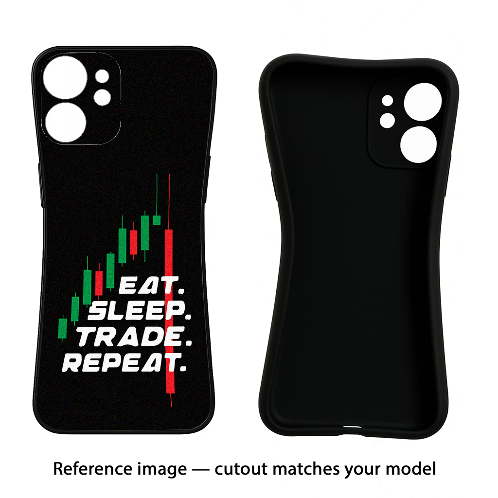Eat Sleep Trade Repeat iPhone 15 Pro Black Soft Case Back Cover by Casekaro