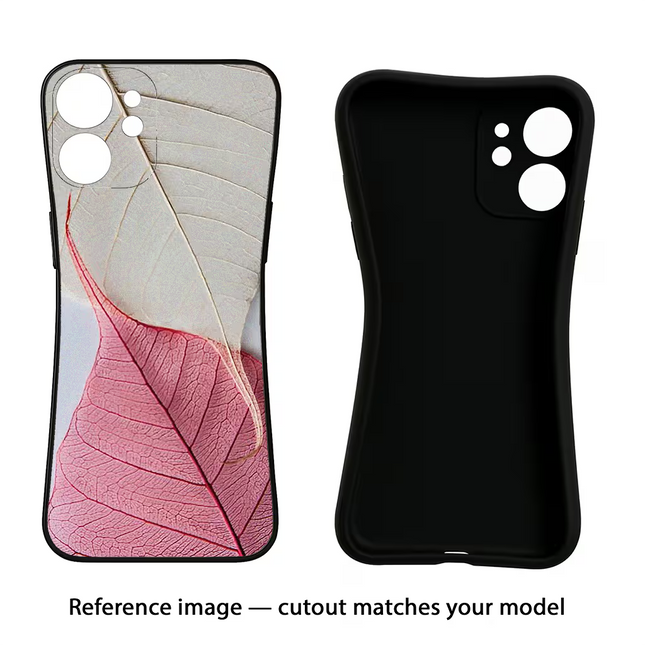 White Pink Leaf Oppo Reno8 Pro Black Soft Case Back Cover by Casekaro