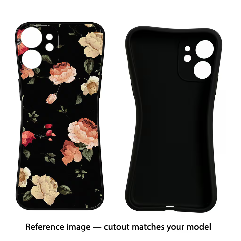 Flowers Redmi 12 5G Black Soft Case Back Cover by Casekaro