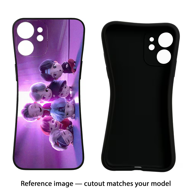 BTS Chibi Vivo Y16 Black Soft Case Back Cover by Casekaro