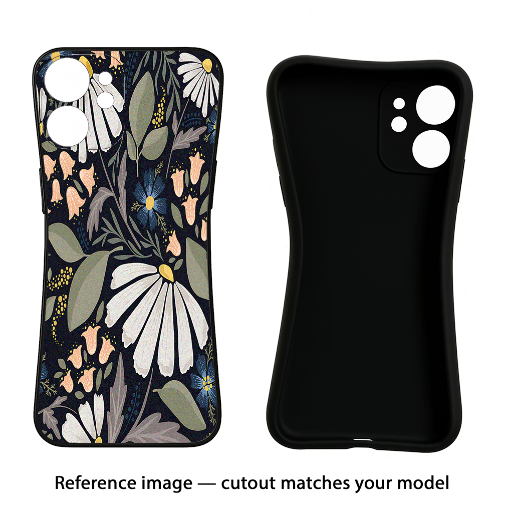 Flowers Art iPhone 14 Plus Black Soft Case Back Cover by Casekaro