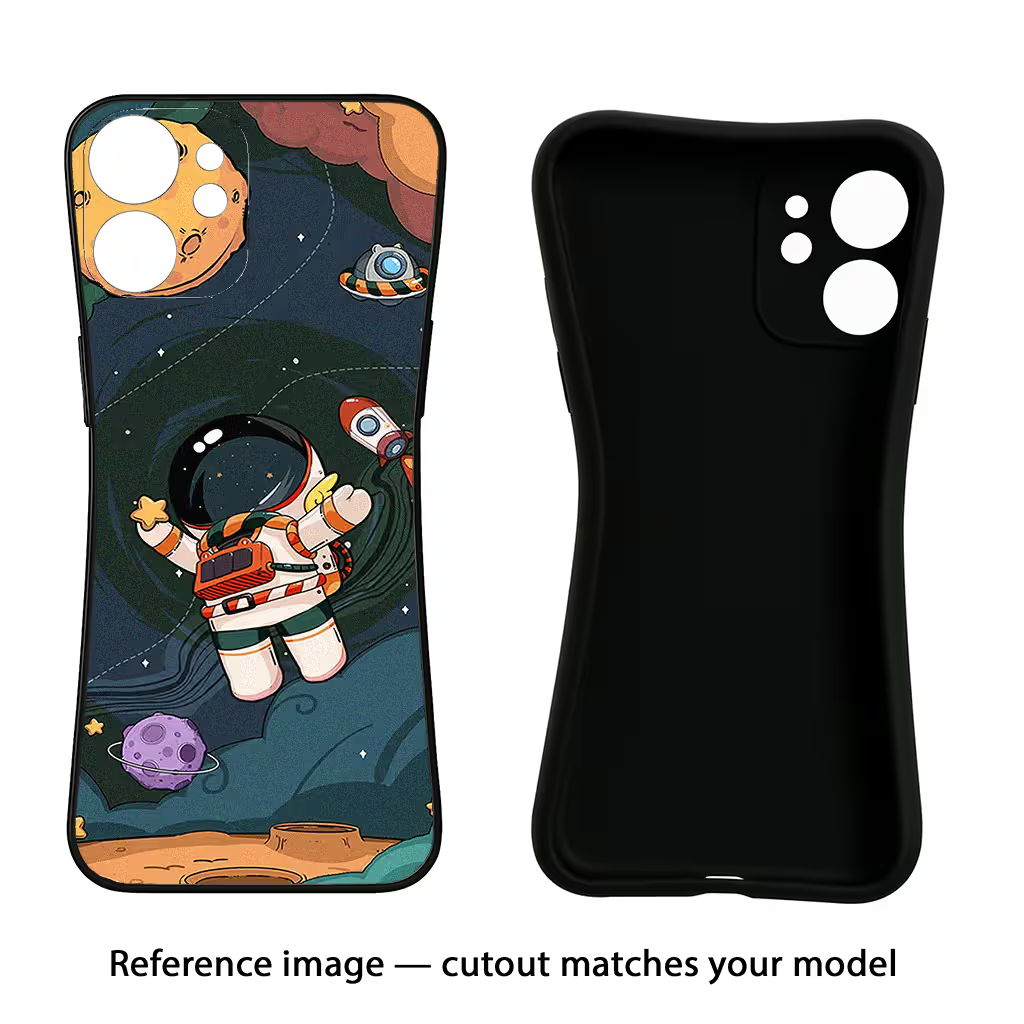 Cartoon Astronaut Samsung A73 5G Black Soft Case Back Cover by Casekaro