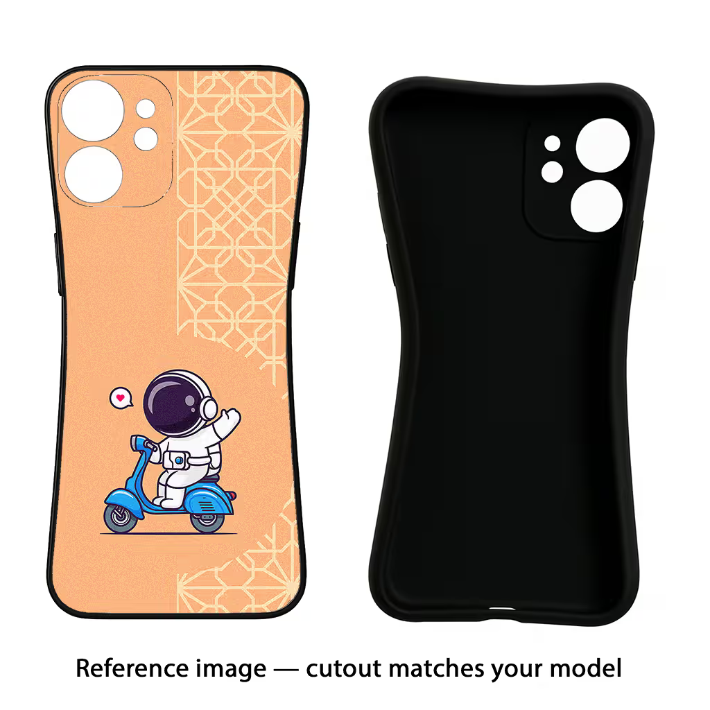 Cute Astronaut Riding Samsung A23 Black Soft Case Back Cover by Casekaro