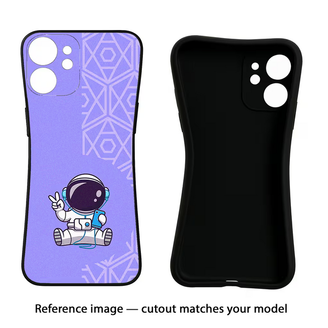Cute Astronaut Chilling iPhone 16e Black Soft Case Back Cover by Casekaro