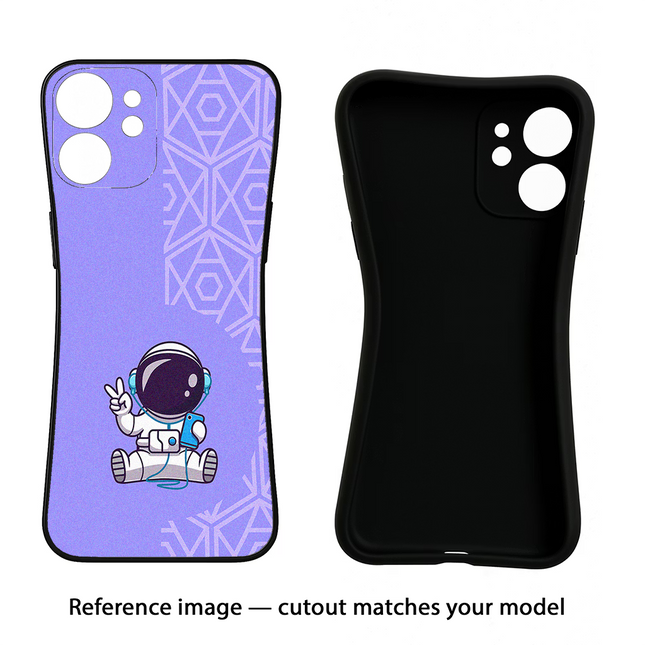 Cute Astronaut Chilling iPhone 14 Black Soft Case Back Cover by Casekaro
