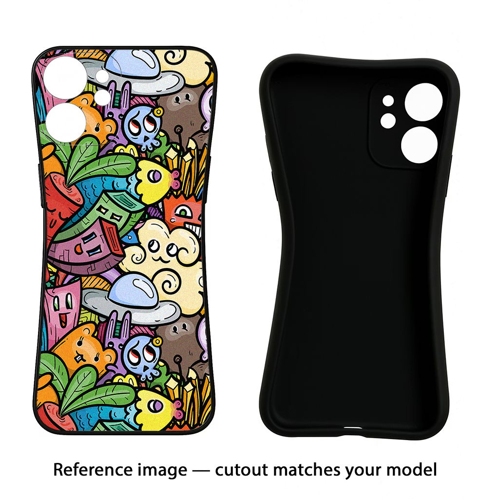 Veggie Doodle Vivo Y22 Black Soft Case Back Cover by Casekaro