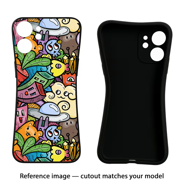 Veggie Doodle iPhone 16e Black Soft Case Back Cover by Casekaro