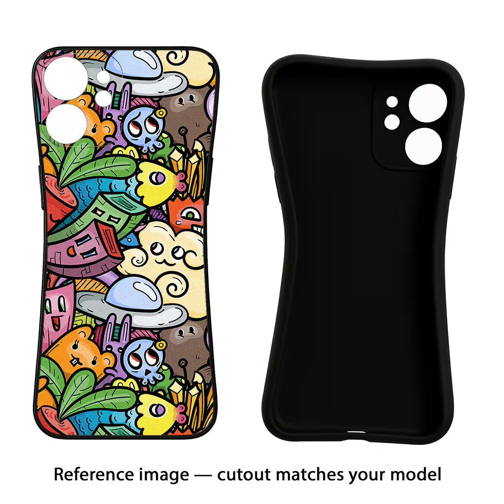 Veggie Doodle Mi 11T Pro 5G Black Soft Case Back Cover by Casekaro