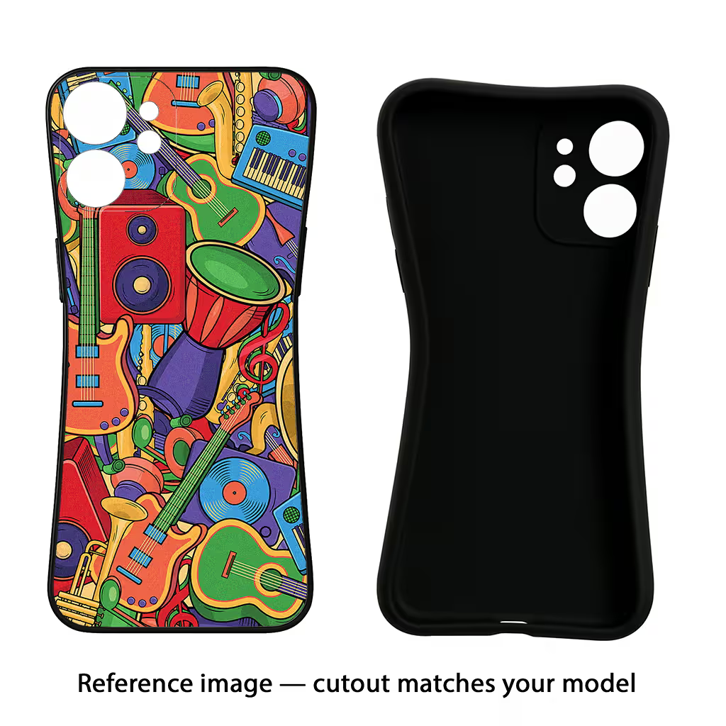 Music Instrument Doodle Vivo Y200 5G Black Soft Case Back Cover by Casekaro