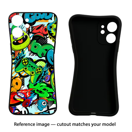 Game Doodle Vivo Y16 Black Soft Case Back Cover by Casekaro