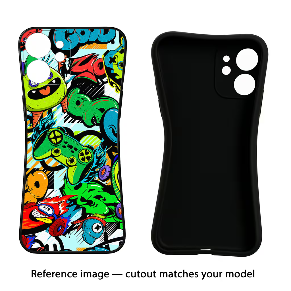 Game Doodle Realme 14T 5G Black Soft Case Back Cover by Casekaro