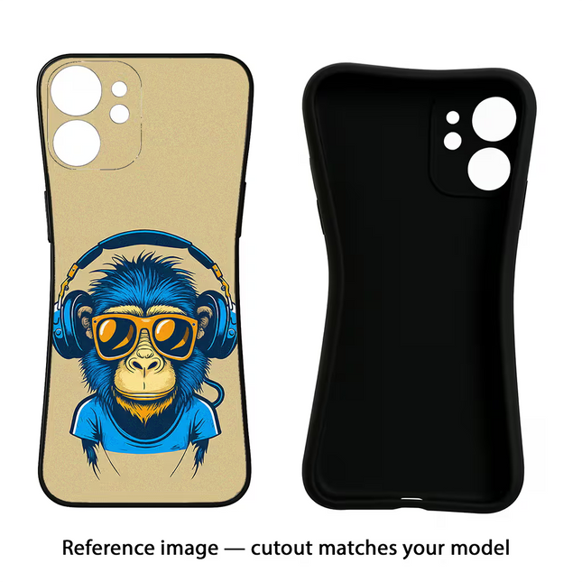 Monkey Headphone Vivo Y16 Black Soft Case Back Cover by Casekaro